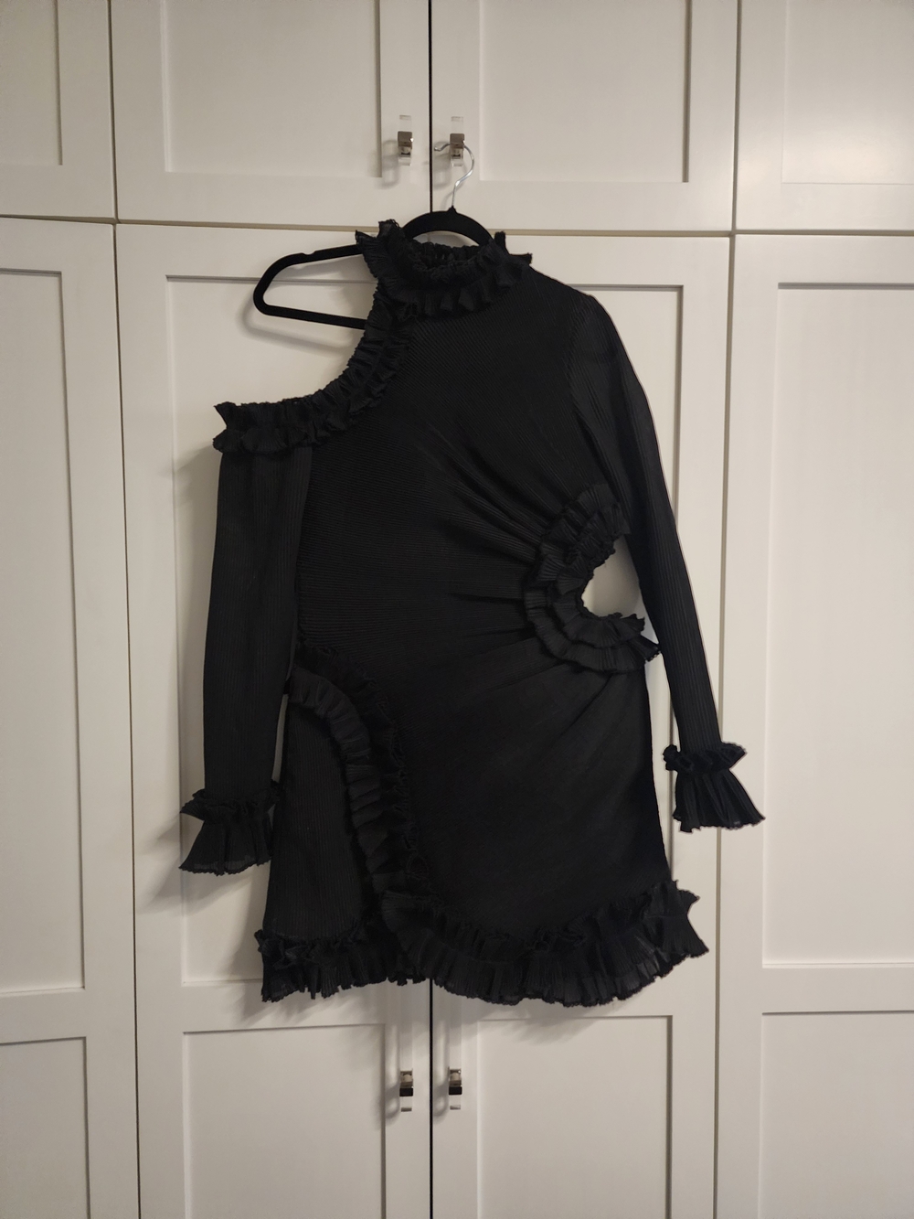 Zimmermann Black One-Shoulder Mini with Ruffle Trim